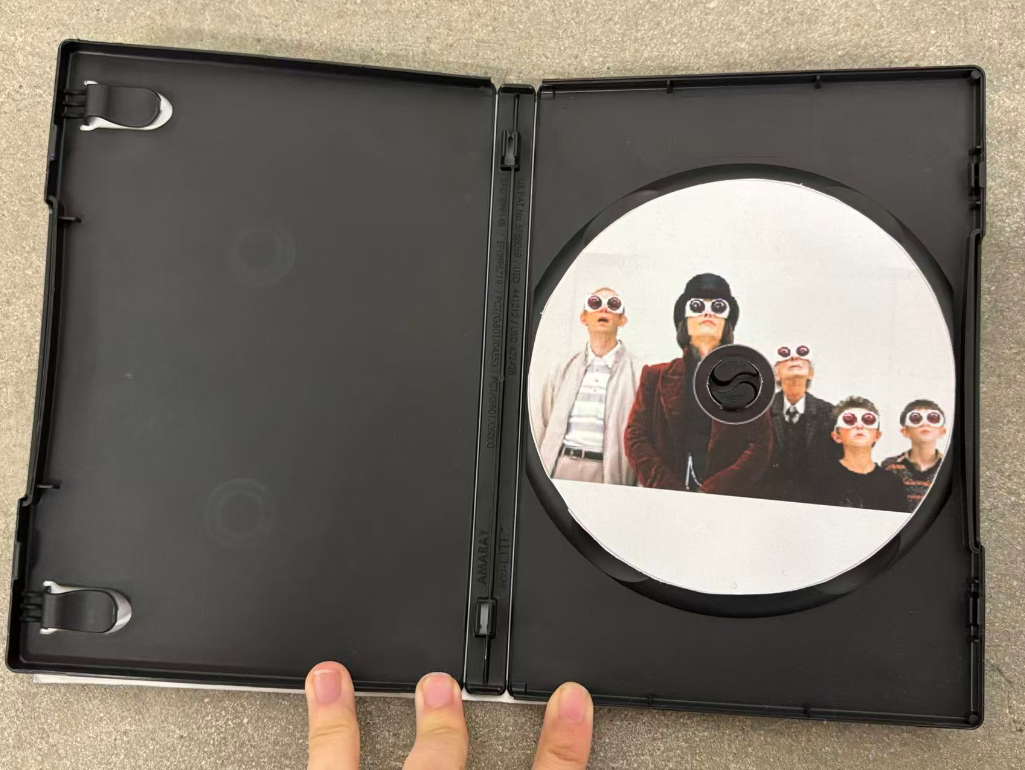 DVD case open, Golden Ticket absent — only the disc remains