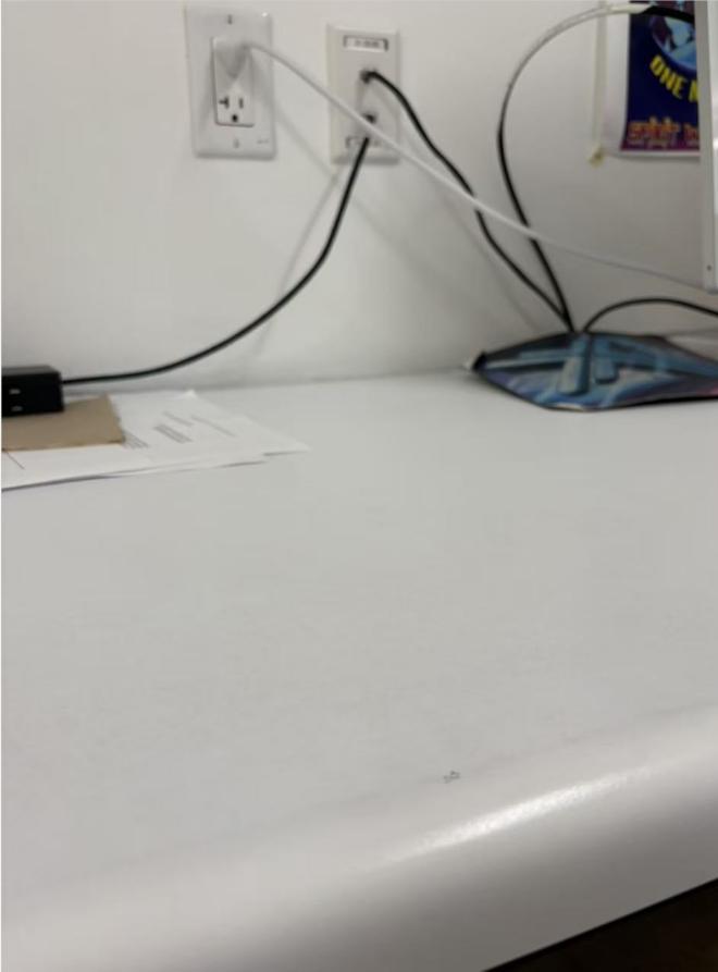 Empty desk where the milk tea cup had been